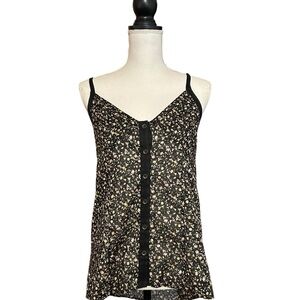 Rag & Bone Coquette Babydoll Tank Top Size S Dark Floral Cottagecore Ditsy Fairy